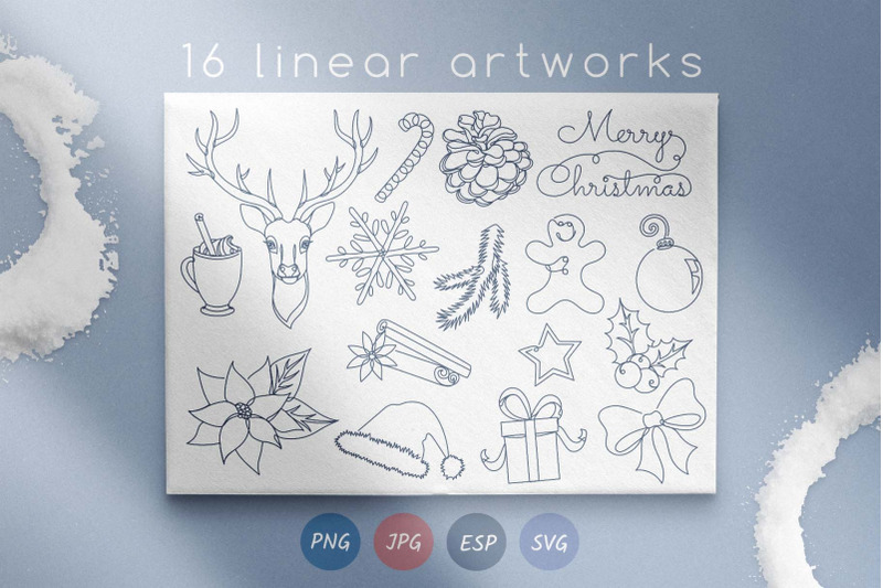 modern-christmas-line-art-clipart-collection