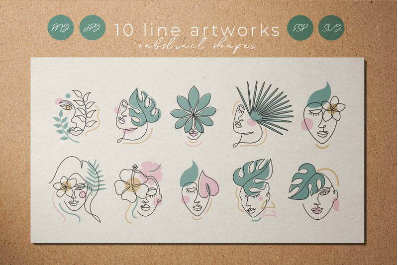 tropical-velvet-jade-beauty-line-and-flat-art-clipart-collection