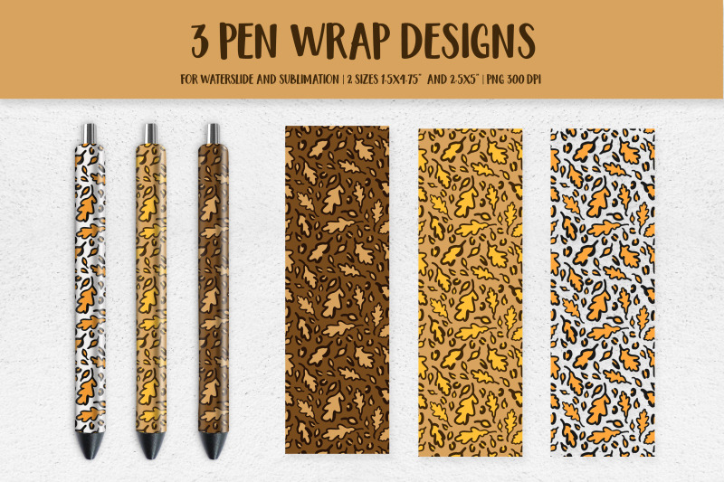 autumn-leopard-pen-wrap-oak-leaves-pen-sublimation-or-waterslide