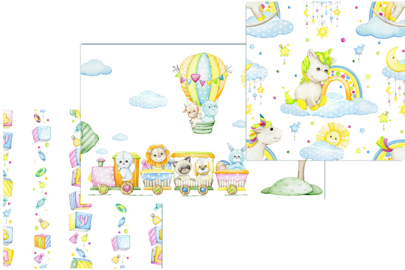 digital-paper-watercolor-animals-baby-shower