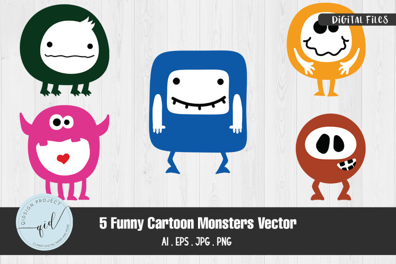 funny-cartoon-monsters-vector-5-variations