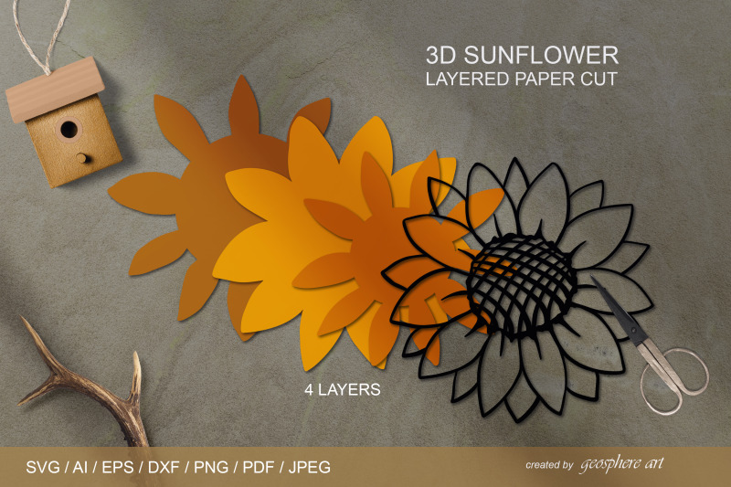 3d-sunflower-layered-papercut-svg-dxf