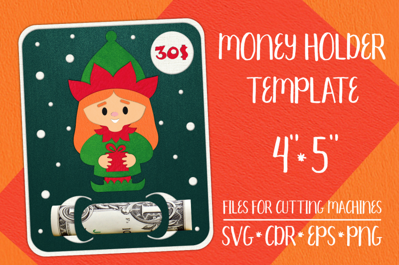 christmas-elf-girl-card-money-holder-template