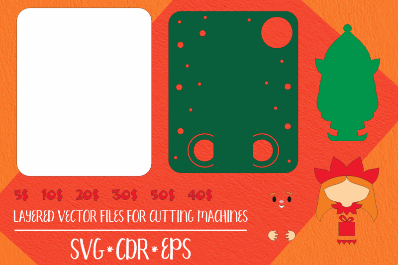 christmas-elf-girl-card-money-holder-template