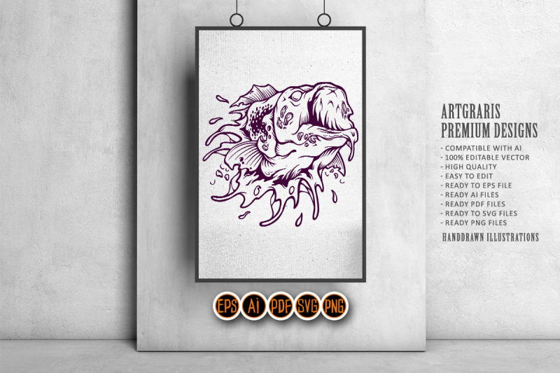 scary-fish-head-monochrome-svg