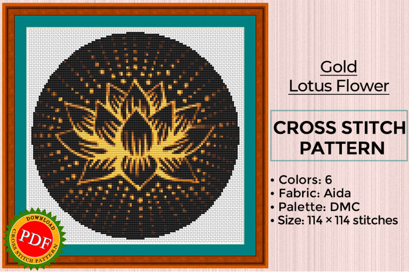 gold-lotus-flower-cross-stitch-pattern-gold-lotus