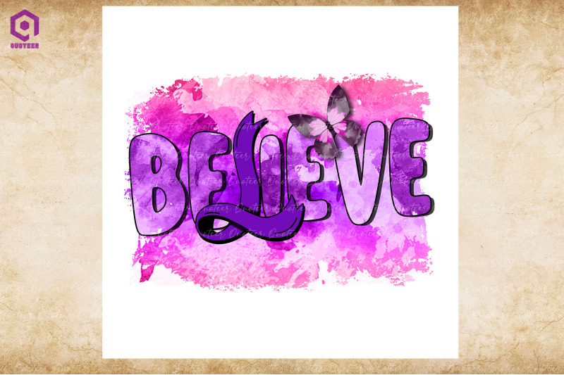 believe-purple-ribbon-butterfly
