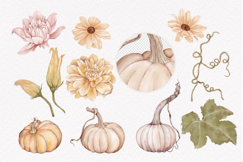 autumn-clipart-thanksgiving-pumpkin-fall-frame-wreath-watercolor-harve