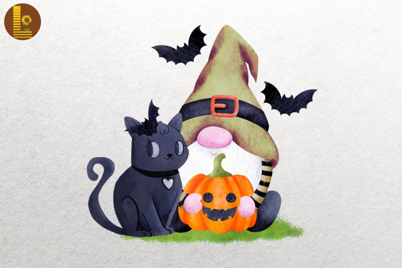 black-cat-gnome-pumpkin-halloween