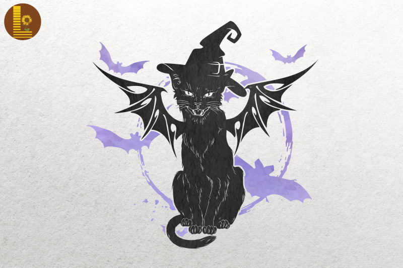 devil-black-cat-with-bats-halloween