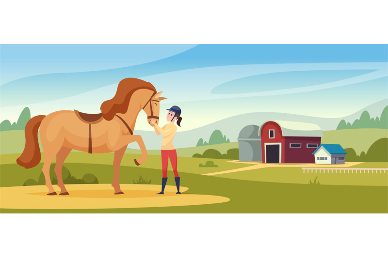 equestrian-background-domestic-horse-and-rides-kids-and-parents-eques