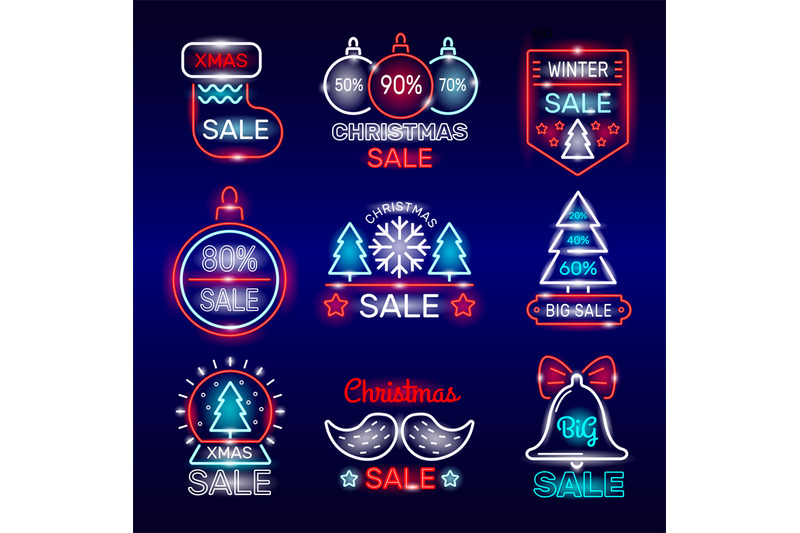 xmas-sales-neon-badges-new-year-advertising-promotional-logotype-coll