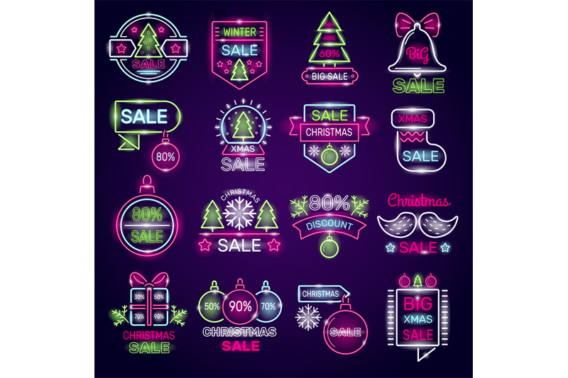 new-year-sales-promotional-badges-xmas-neon-logotype-templates-with-p