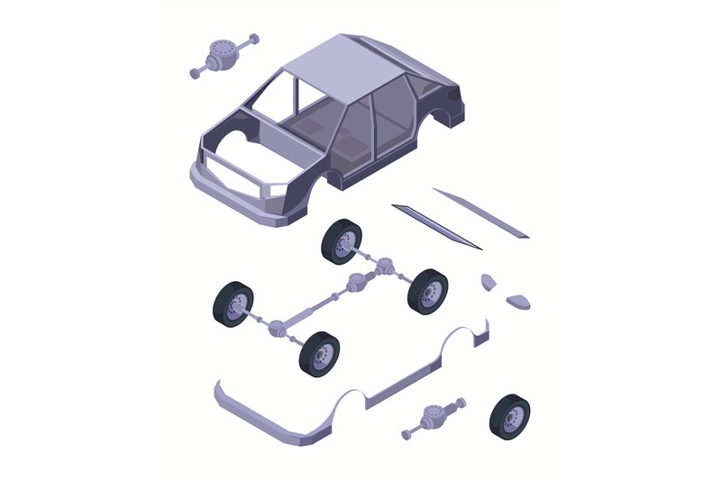 car-detailed-isometric-auto-service-tools-vehicle-parts-engine-filter