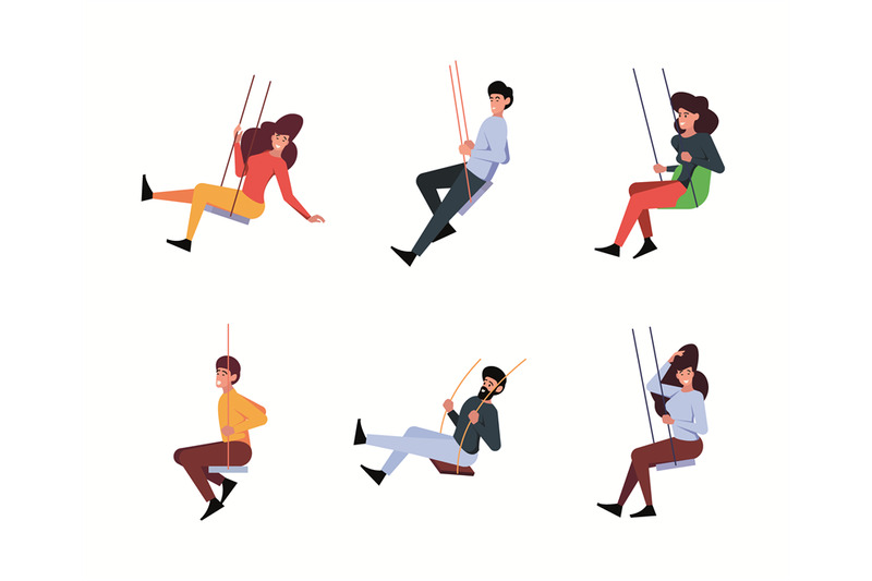 swing-people-characters-attractions-adventure-happy-persons-free-life