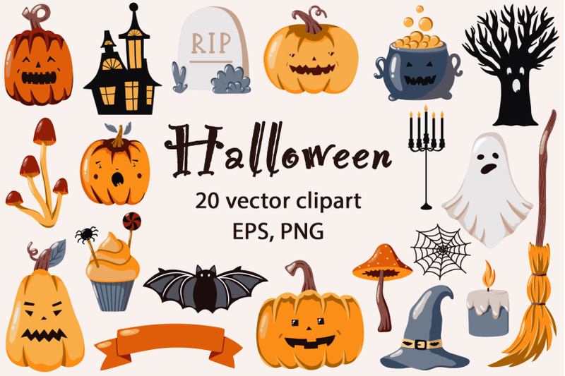 vector-halloween-clipart-spooky-amp-funny-pumpkins
