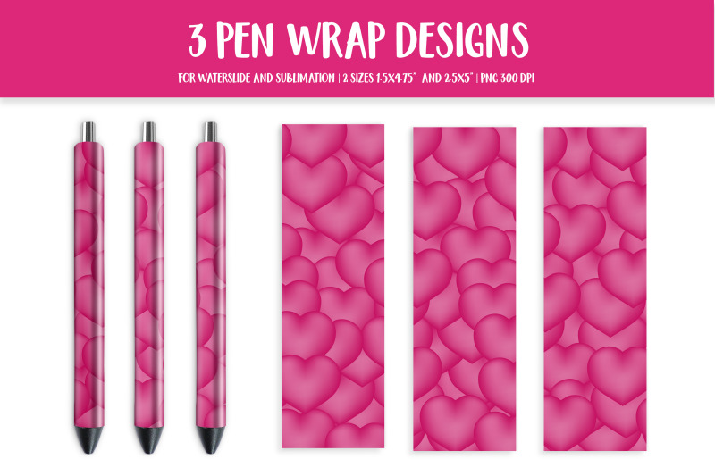 3d-pink-hearts-pen-wrap-design-sublimation-or-waterslide