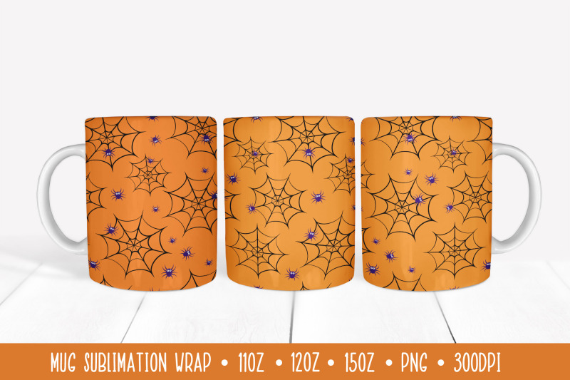 halloween-mug-sublimation-design-spider-web-mug-wrap