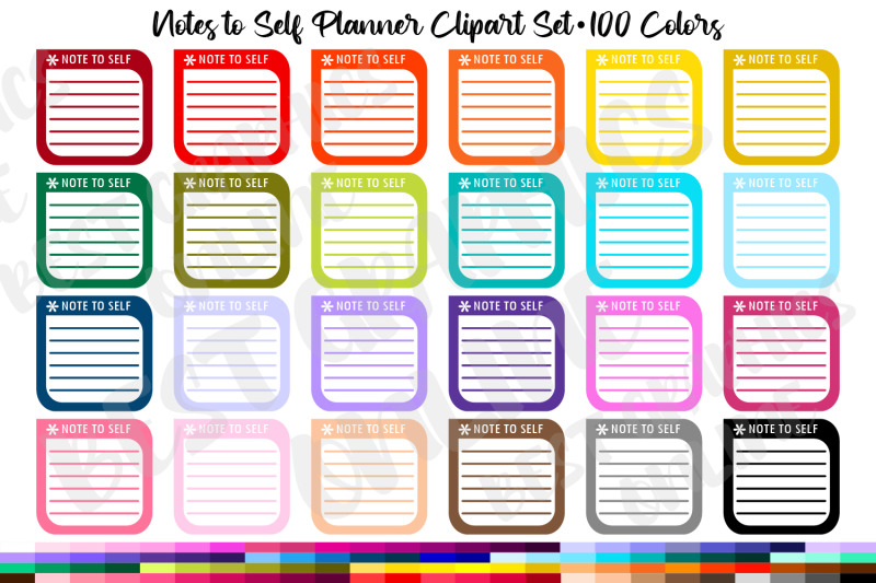 100-notes-to-self-planner-clipart-lined-page-clipart-set
