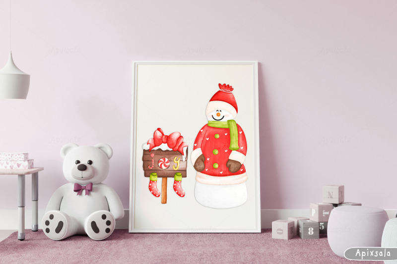 joy-snowman-watercolor-snowman-clipart