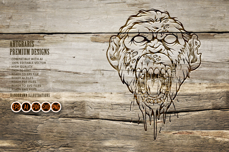 monkey-head-monster-silhouette-svg