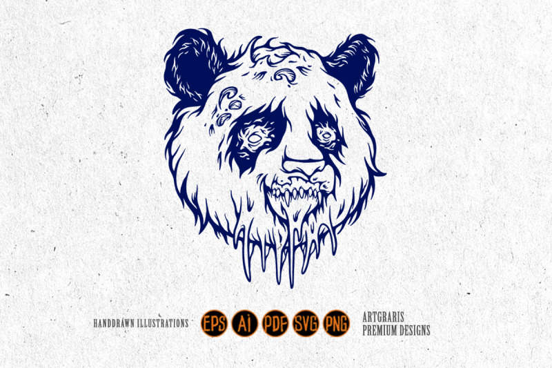 panda-head-monster-black-and-white-svg