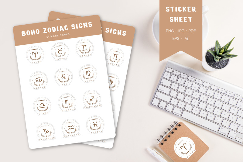 boho-zodiac-signs-stickers-set