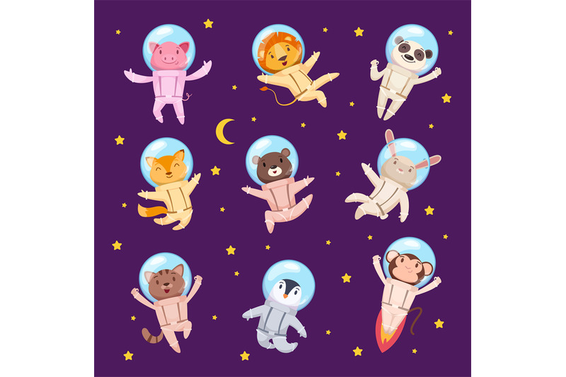 space-travellers-animals-universe-with-cute-animals-astronauts-in-pro