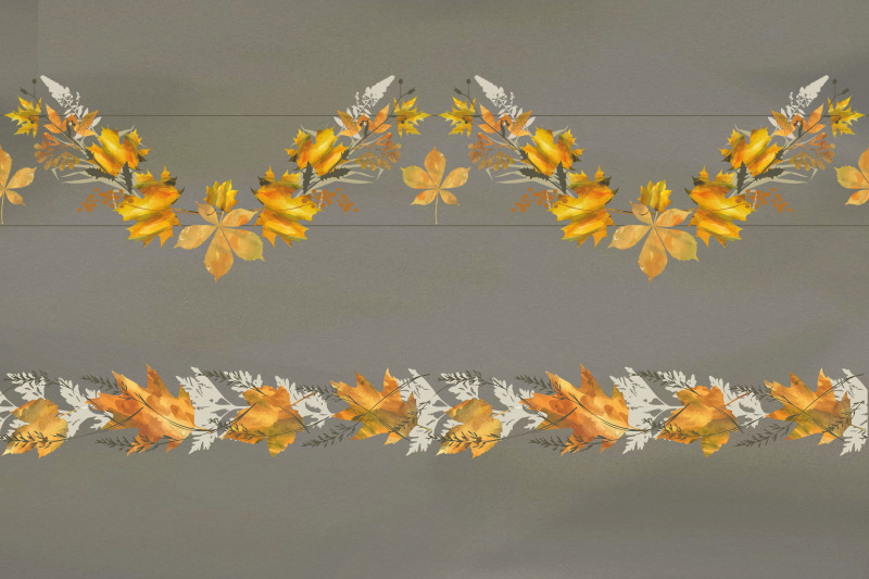 autumn-seamless-borders-fall-leaves-garlands