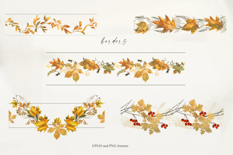 autumn-seamless-borders-fall-leaves-garlands