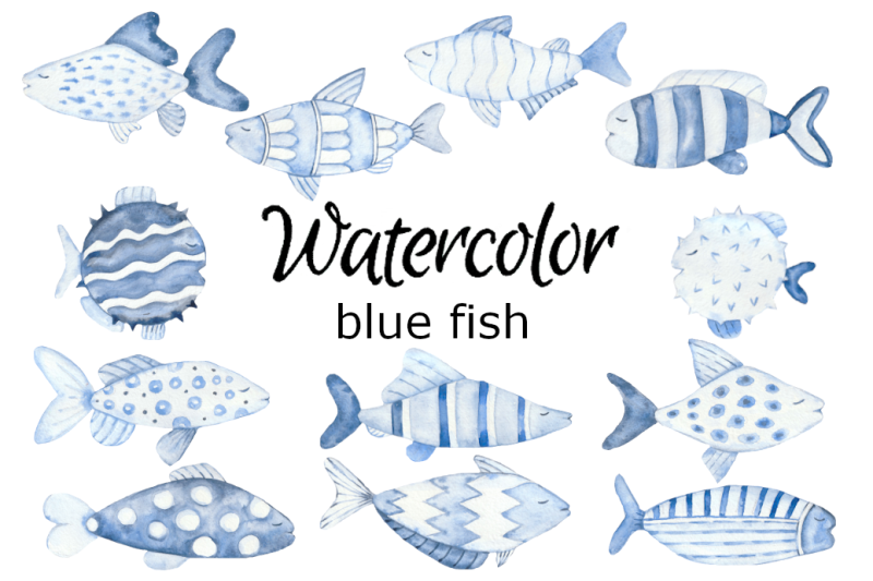 blue-fish-watercolor-clipart