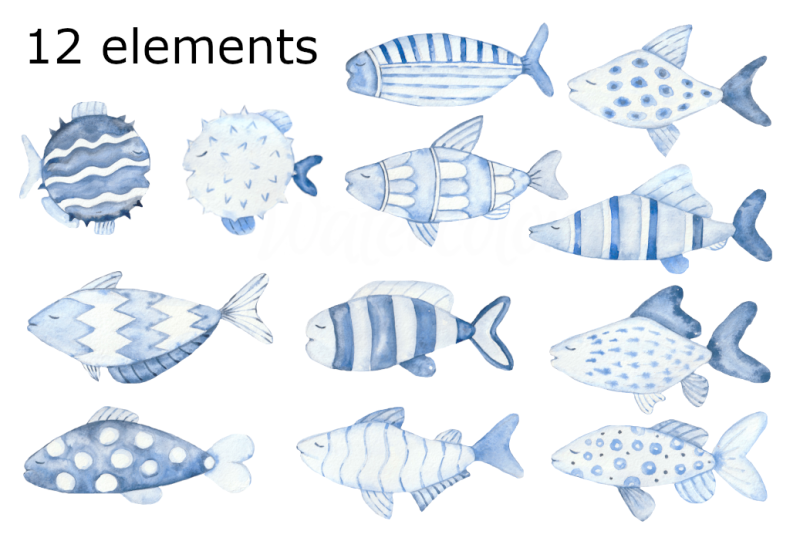 blue-fish-watercolor-clipart