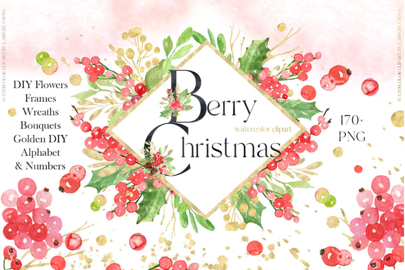 berry-christmas-watercolor-clipart