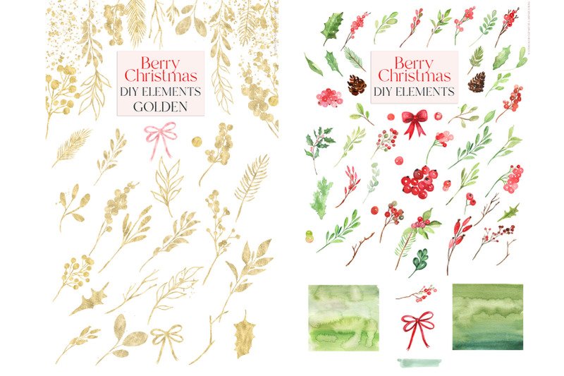 berry-christmas-watercolor-clipart
