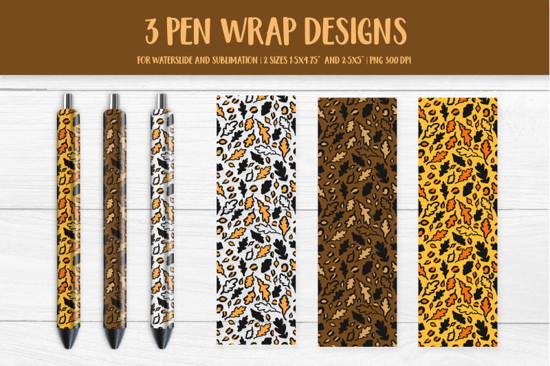 autumn-oak-leaves-pen-wrap-sublimation-or-waterslide