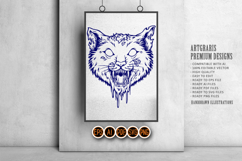 scary-cat-head-monster-outline-svg