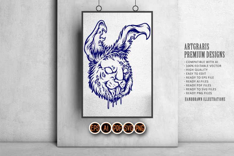 scary-rabbit-head-monster-silhouette-svg