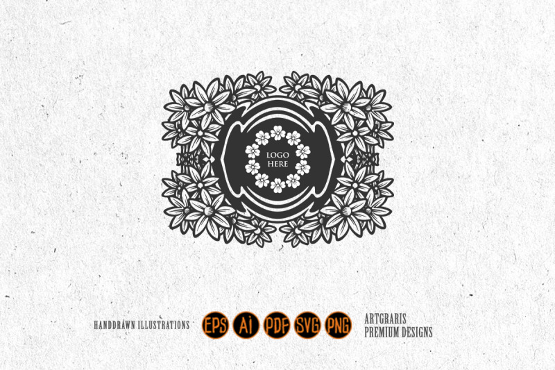 vintage-floral-label-monochrome-svg