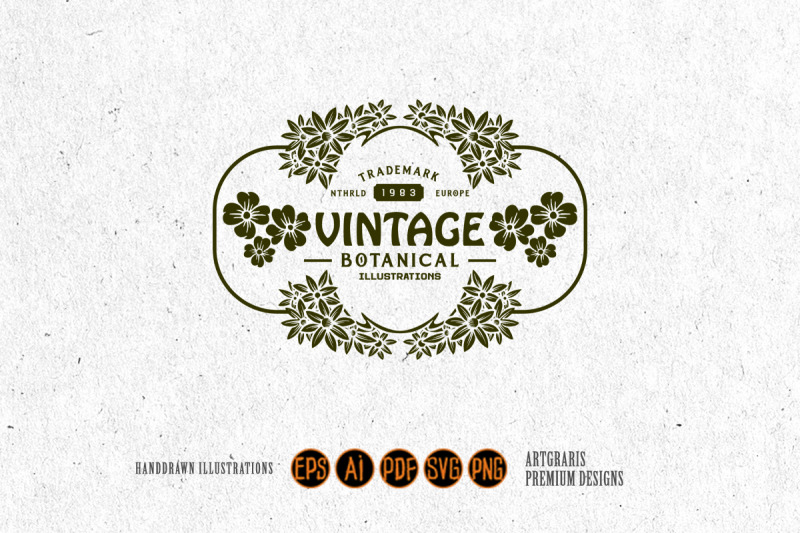 classic-floral-label-monochrome-svg