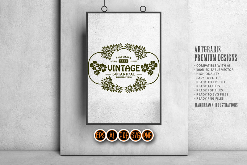 classic-floral-label-monochrome-svg