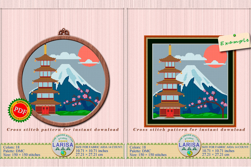 pagoda-cross-stitch-pattern-mount-fuji