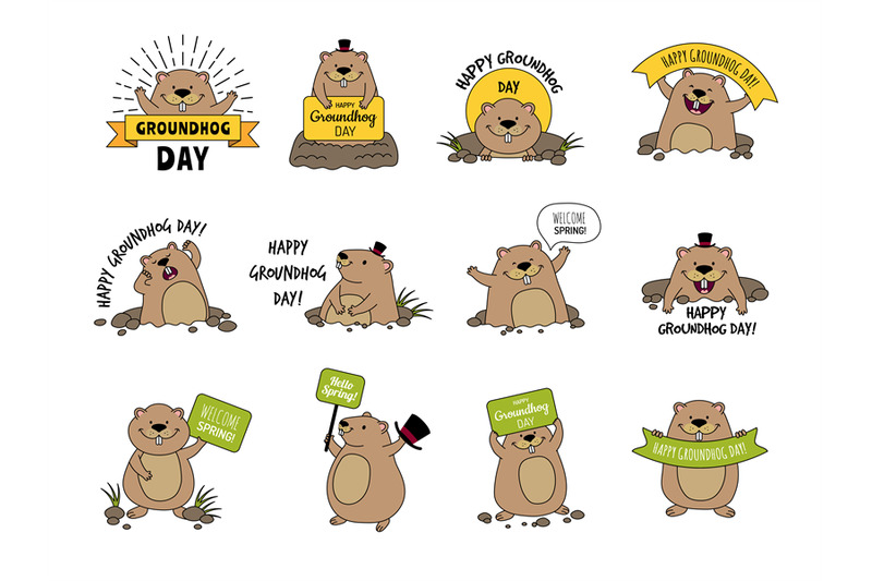 groundhog-animal-badges-cute-wild-animal-on-time-loop-repetition-of-d