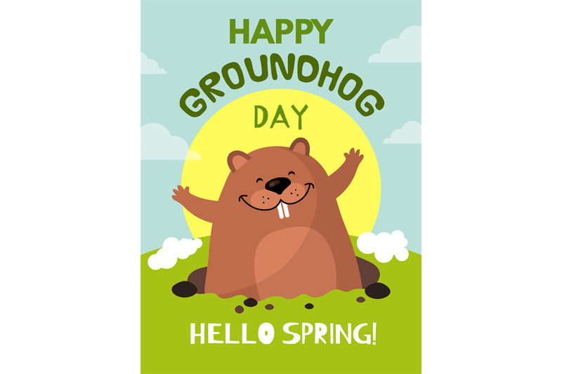 groundhog-animal-poster-time-loop-concept-of-day-repetition-printing