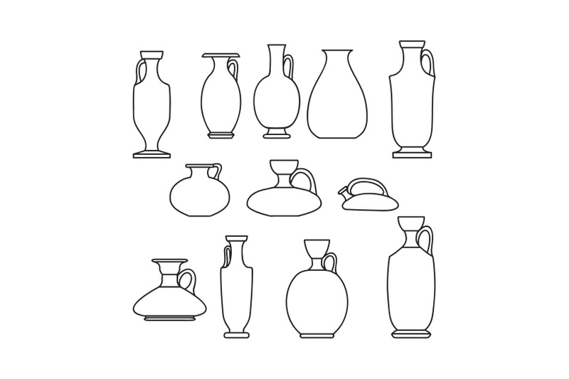 sketch-outline-of-ceramic-vases-set-ancient-greek-roman-jar-with-two