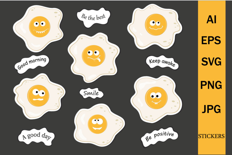 cartoon-characters-fried-eggs-stickers-for-printing