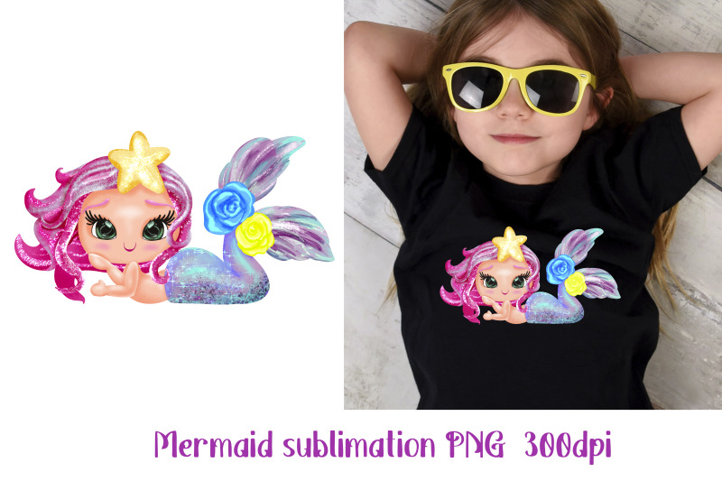 mermaid-sublimation-png-little-princess-sublimation-for-kids