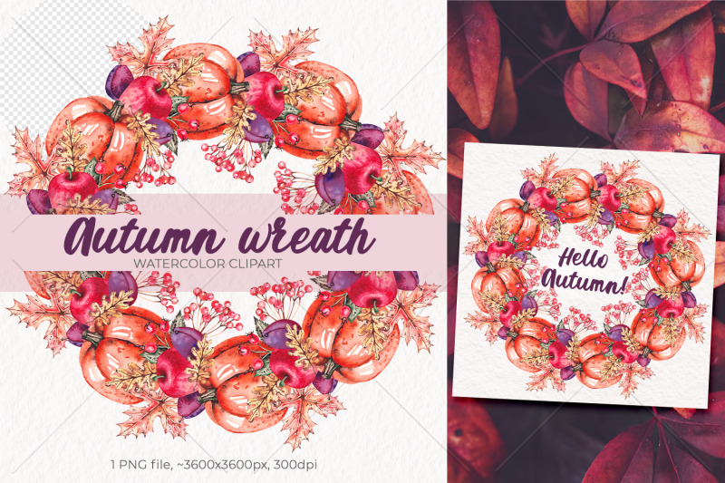 watercolor-autumn-wreath-watercolor-clipart-png