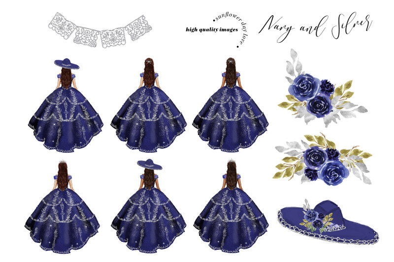 navy-blue-silver-princess-dresses-clipart-navy-blue-quinceaera