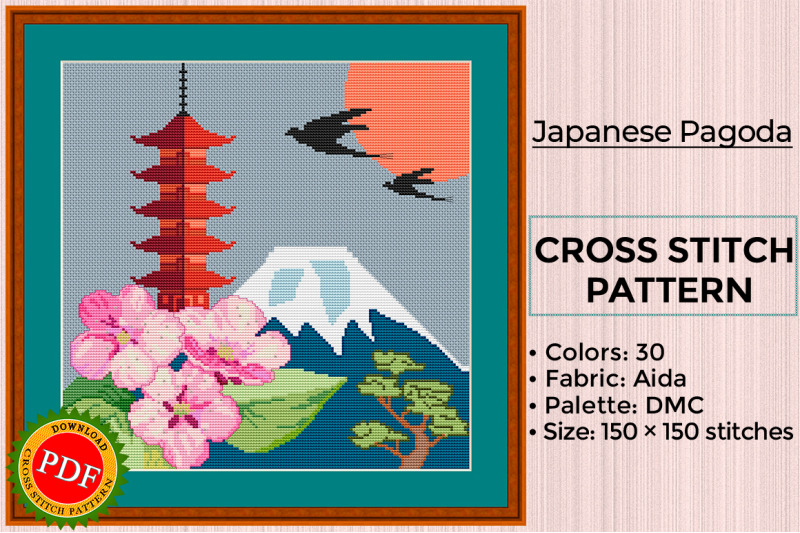 japanese-pagoda-cross-stitch-pattern-sakura-bonsai