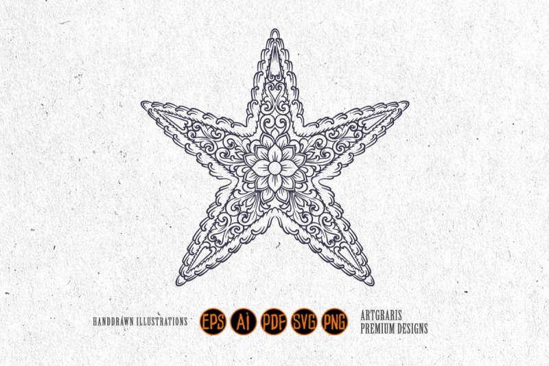 silhouette-starfish-classic-lury-ornament-svg